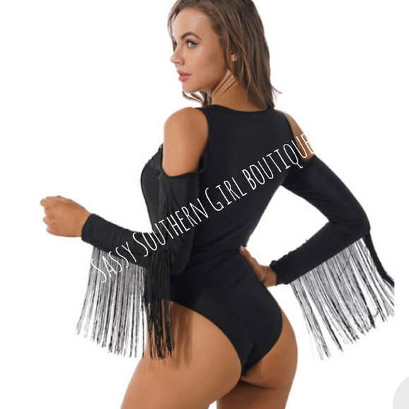 🆕⭐ Boho black fringe bodysuit - Picture 8 of 12